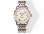 BREITLING 1884 chronometre navitimer Automatic 41  Two-Tone Rose Gold Strap White Dial Watch